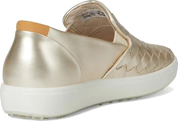 ECCO Soft 7 Woven Slip-On 3.0 Sneaker Women's Shoes Pure White Gold : EU 42 (US Women's 11-11.5) M, Leather - Image 4