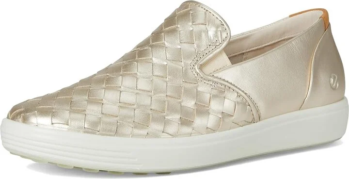 ECCO Soft 7 Woven Slip-On 3.0 Sneaker Women's Shoes Pure White Gold : EU 42 (US Women's 11-11.5) M, Leather - Image 5