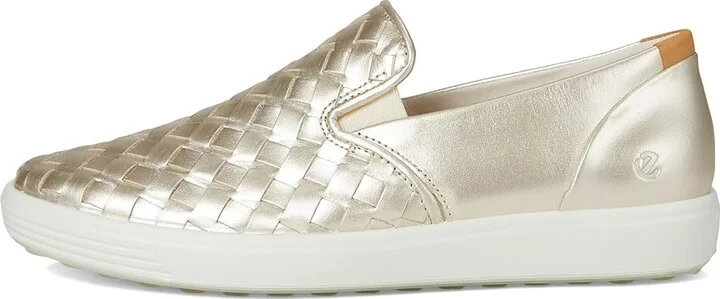 ECCO Soft 7 Woven Slip-On 3.0 Sneaker Women's Shoes Pure White Gold : EU 42 (US Women's 11-11.5) M, Leather - Image 6