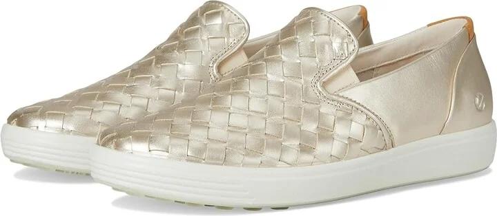 ECCO Soft 7 Woven Slip-On 3.0 Sneaker Women's Shoes Pure White Gold : EU 42 (US Women's 11-11.5) M, Leather