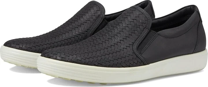 ECCO Soft 7 Woven Slip-On II Women's Shoes Black Cow Leather : EU 35 (US Women's 4-4.5) M