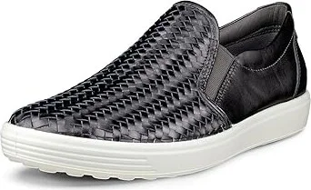 ECCO Soft 7 Woven Slip-On II Women's Shoes Silver Heavy : EU 40 (US Women's 9-9.5) M, Leather
