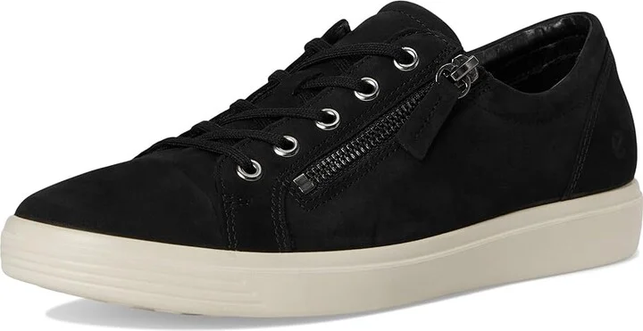 ECCO Soft Classic Lace Side Zip Sneaker Women's Shoes Black : EU 38 (US Women's 7-7.5) M, Leather - Image 5