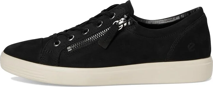 ECCO Soft Classic Lace Side Zip Sneaker Women's Shoes Black : EU 38 (US Women's 7-7.5) M, Leather - Image 6
