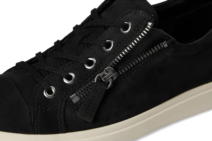 ECCO Soft Classic Lace Side Zip Sneaker Women's Shoes Black : EU 38 (US Women's 7-7.5) M, Leather - Image 7
