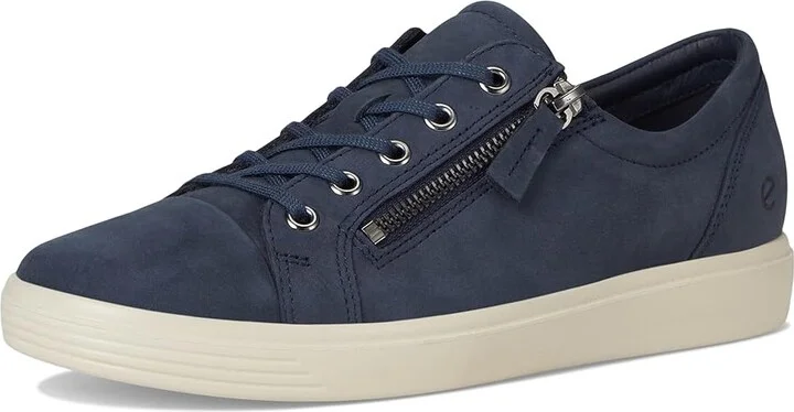 ECCO Soft Classic Lace Side Zip Sneaker Women's Shoes Marine : EU 41 (US Women's 10-10.5) M, Leather - Image 5