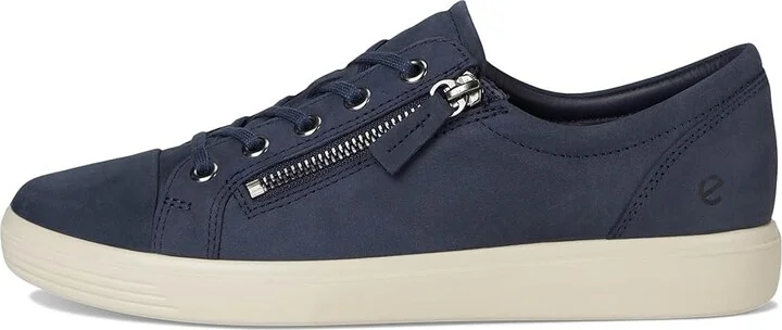 ECCO Soft Classic Lace Side Zip Sneaker Women's Shoes Marine : EU 41 (US Women's 10-10.5) M, Leather - Image 6