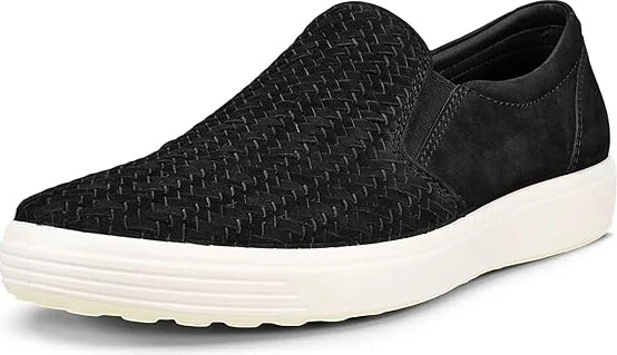 ECCO Soft Seven Woven Slip-On Men's Slip on Shoes Black : EU 48 (US Men's 14-14.5) M, Leather