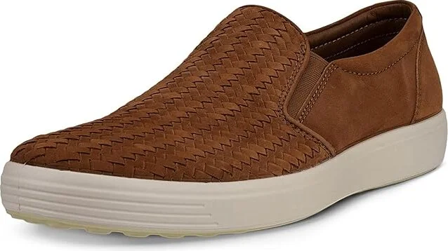 ECCO Soft Seven Woven Slip-On Men's Slip on Shoes Camel : EU 40 (US Men's 6-6.5) M, Leather