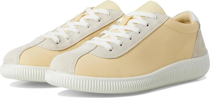 ECCO Soft Zero Lace Up Sneaker Women's Shoes Straw/Limestone : EU 42 (US Women's 11-11.5) M, Leather/Suede