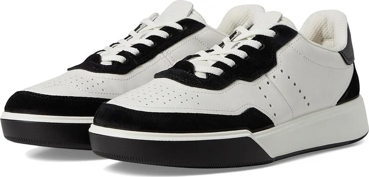 ECCO Street Court Lace Sneaker Men's Shoes Black/White : EU 46 (US Men's 12-12.5) D - Medium, Leather