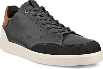 ECCO Street Lite Court Men's Shoes Black/Cognac/Limestone : EU 47 (US Men's 13-13.5) D - Medium, Leather