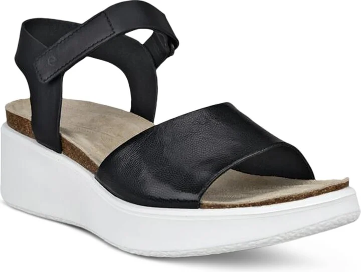 Ecco Women's Flowt Wedge Cork Sandals - Black, Black