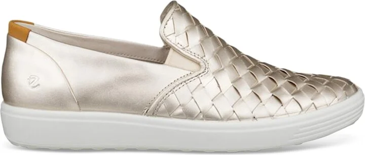 Ecco Women's Soft 7 Woven Slip-On Sneakers - Pure White, Gold - Image 2