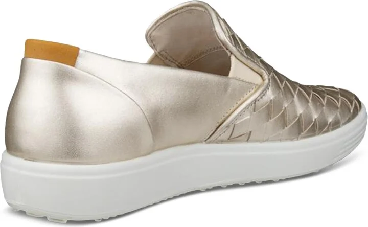 Ecco Women's Soft 7 Woven Slip-On Sneakers - Pure White, Gold - Image 3