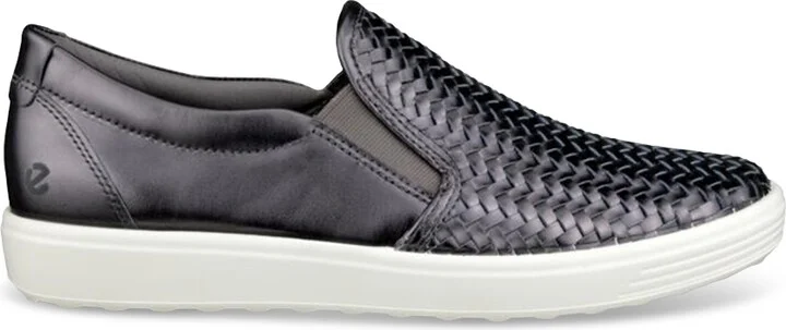 Ecco Women's Soft 7 Woven Slip-On Sneakers - Pure White, Gold - Image 9