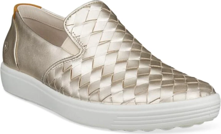 Ecco Women's Soft 7 Woven Slip-On Sneakers - Pure White, Gold
