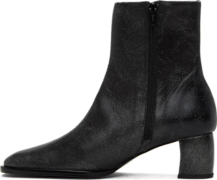 Eckhaus Latta Black Bowed Ankle Boots - Image 3