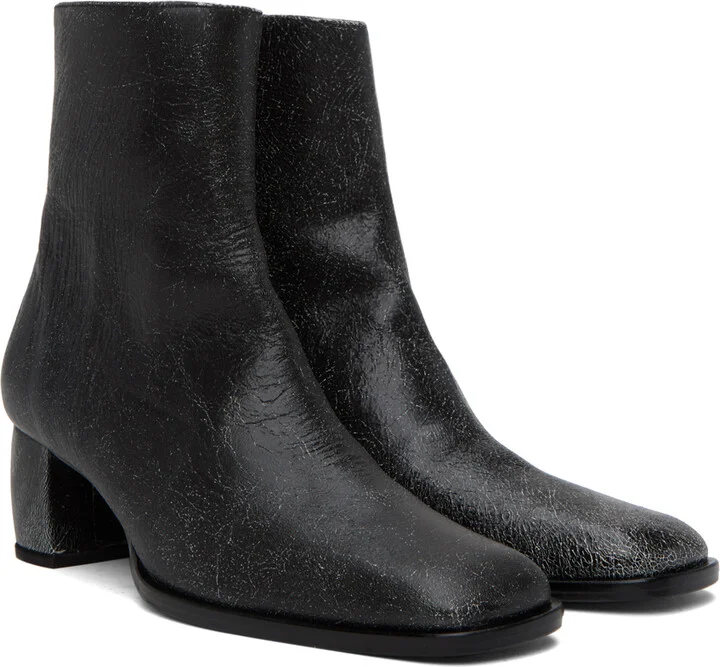 Eckhaus Latta Black Bowed Ankle Boots - Image 4