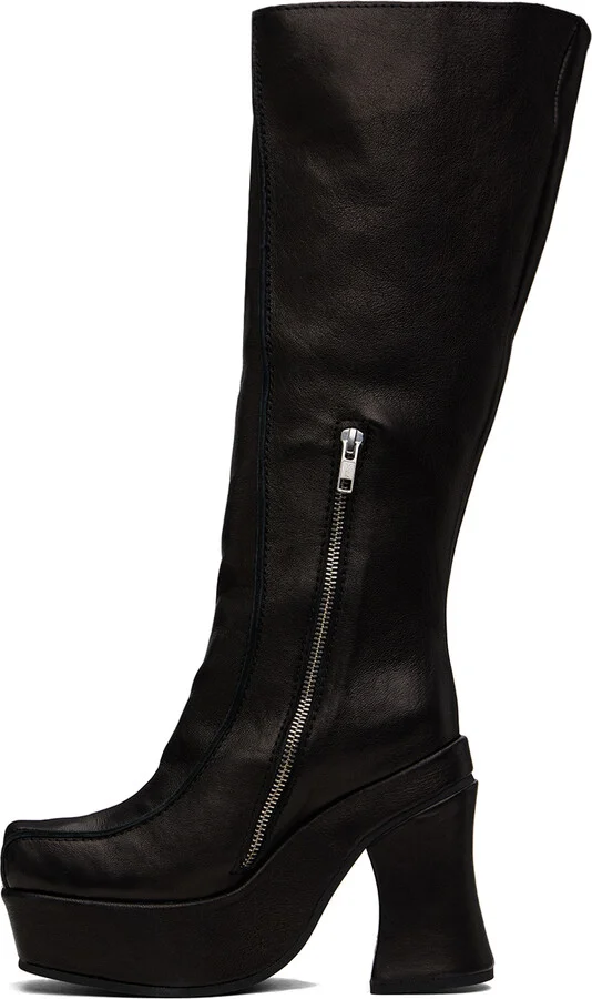 Eckhaus Latta Black Knee High Boots - Image 3