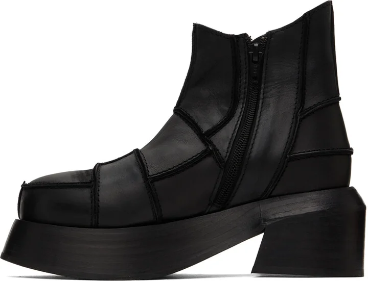 Eckhaus Latta Black Patchwork Boots - Image 3