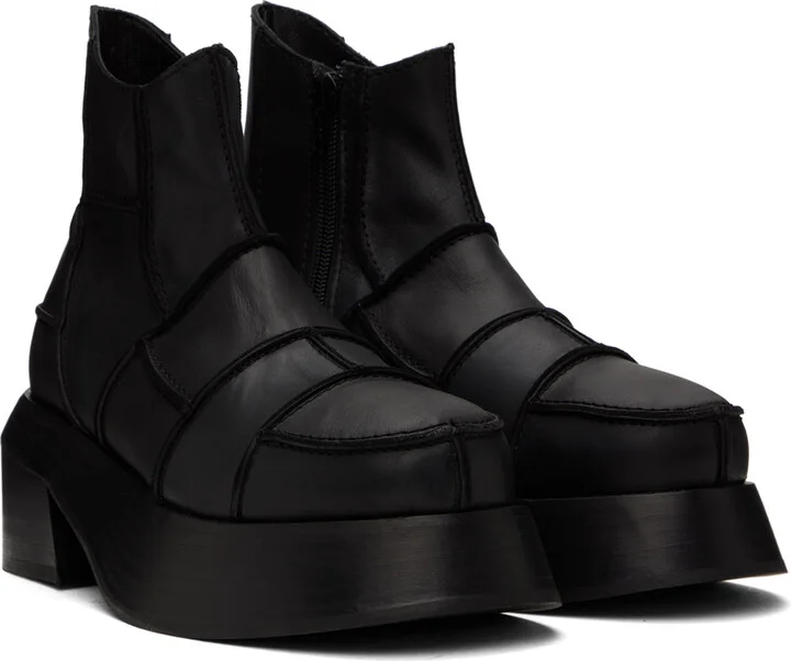 Eckhaus Latta Black Patchwork Boots - Image 4