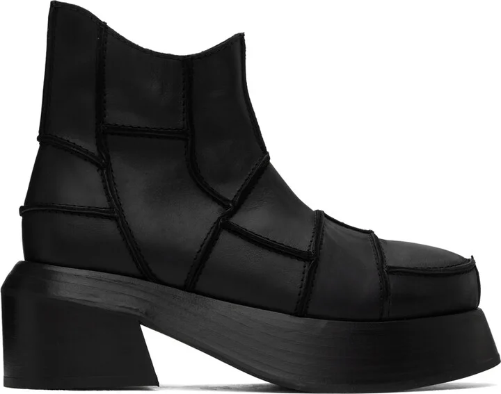 Eckhaus Latta Black Patchwork Boots