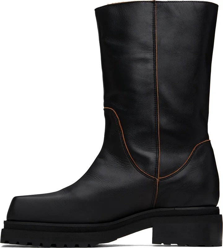 Eckhaus Latta Black Stacked Boots - Image 3
