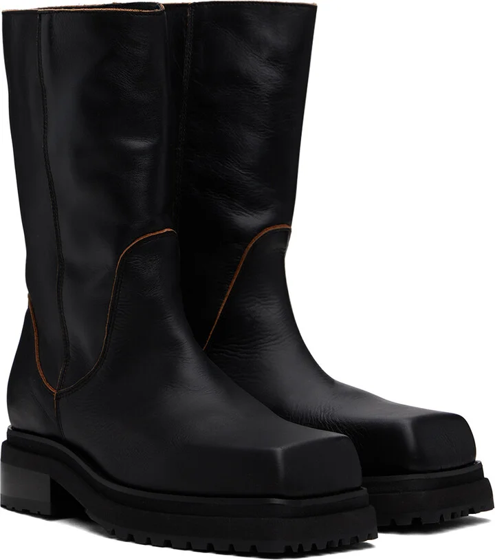 Eckhaus Latta Black Stacked Boots - Image 4