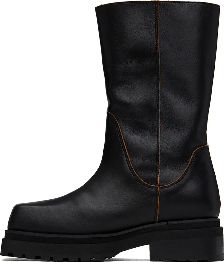 Eckhaus Latta Black Stacked Boots - Image 3