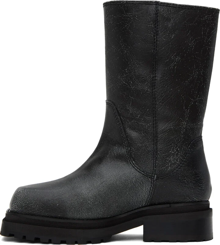 Eckhaus Latta Black Stacked Boots - Image 3