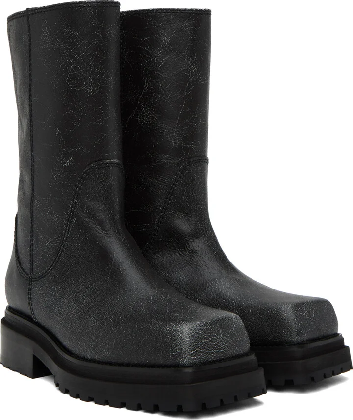 Eckhaus Latta Black Stacked Boots - Image 4