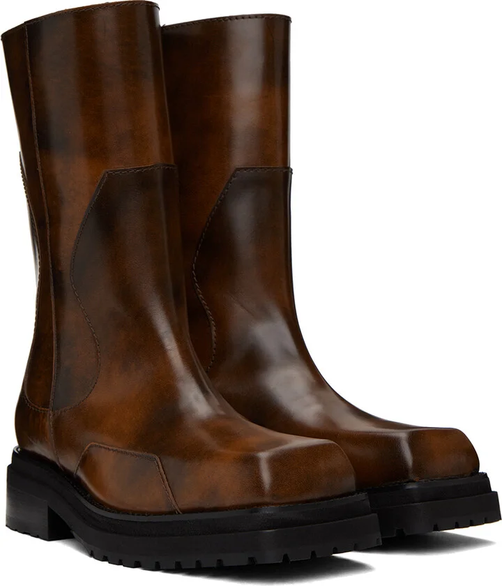 Eckhaus Latta Brown Stacked Boots - Image 4