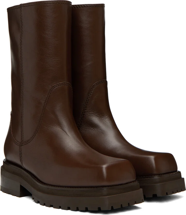 Eckhaus Latta Brown Stacked Boots - Image 4