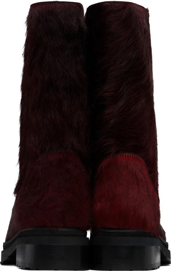 Eckhaus Latta Burgundy Stacked Boots - Image 2