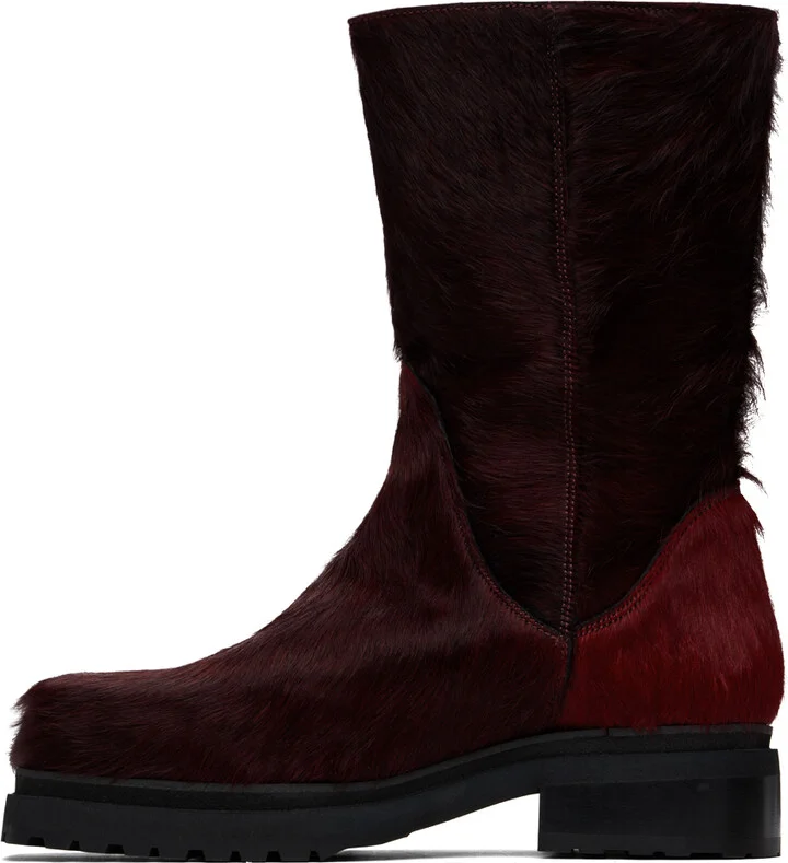 Eckhaus Latta Burgundy Stacked Boots - Image 3