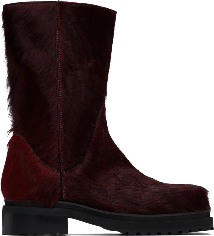 Eckhaus Latta Burgundy Stacked Boots
