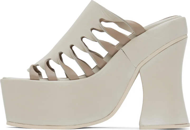 Eckhaus Latta Off-White Twist Strap Platform Mules - Image 3