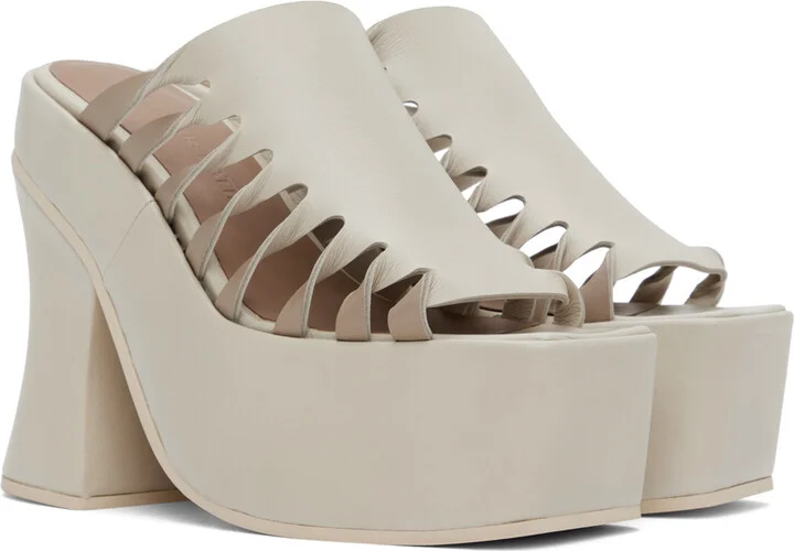 Eckhaus Latta Off-White Twist Strap Platform Mules - Image 4