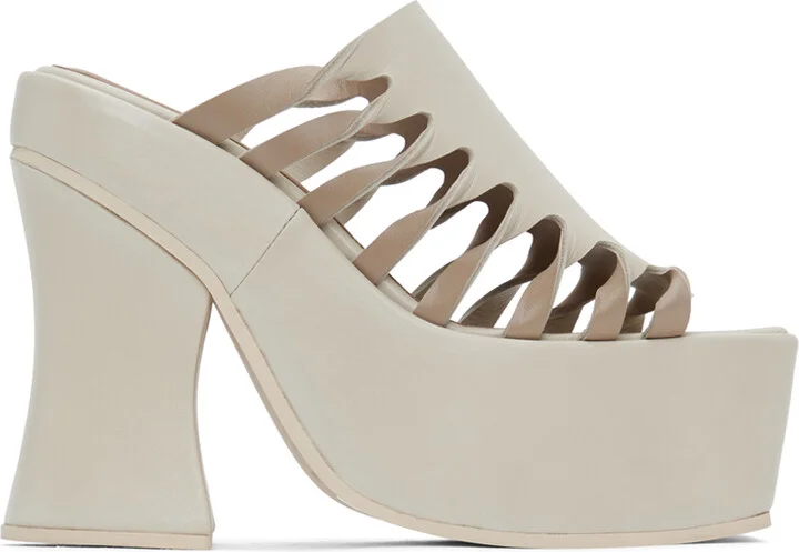 Eckhaus Latta Off-White Twist Strap Platform Mules