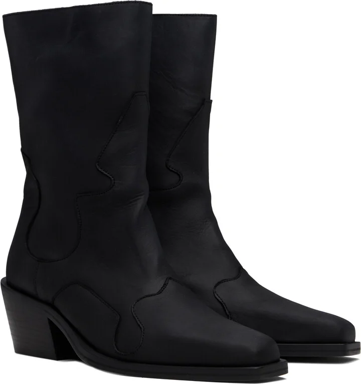 Eckhaus Latta SSENSE Exclusive Black Cowboy Boots - Image 4