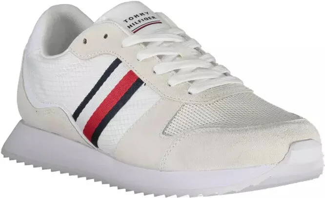 Eco-Conscious White Sneakers With Logo Men's Accent - Image 2