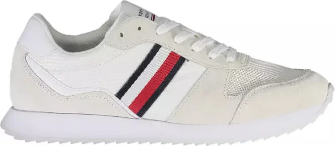 Eco-Conscious White Sneakers With Logo Men's Accent