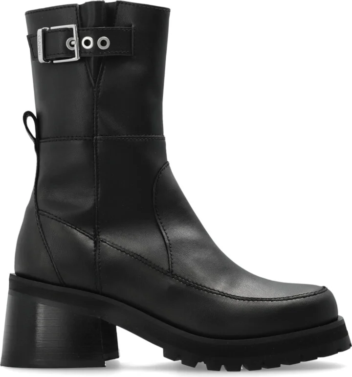 Eco Leather Ankle Boots With Heels, , - Black