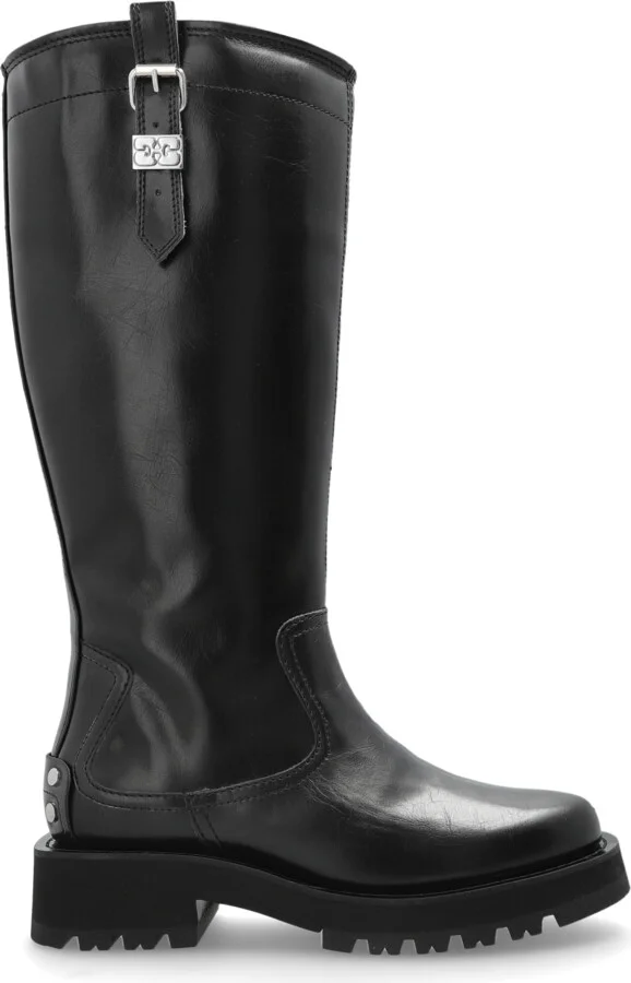 Eco Leather Boots, , - Black