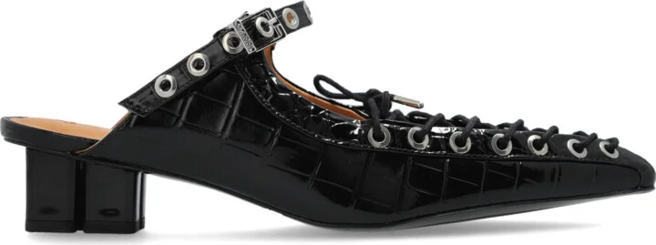 Eco Leather Slides, , - Black