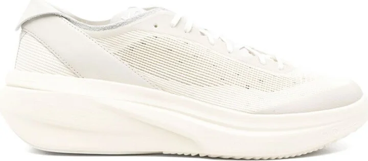 Ecru Flatform Sneakers With Raised Logo Detail