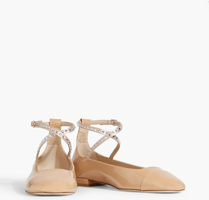 Eden crystal-embellished patent-leather ballet flats - Image 2