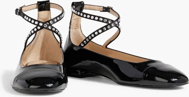Eden crystal-embellished patent-leather ballet flats - Image 5