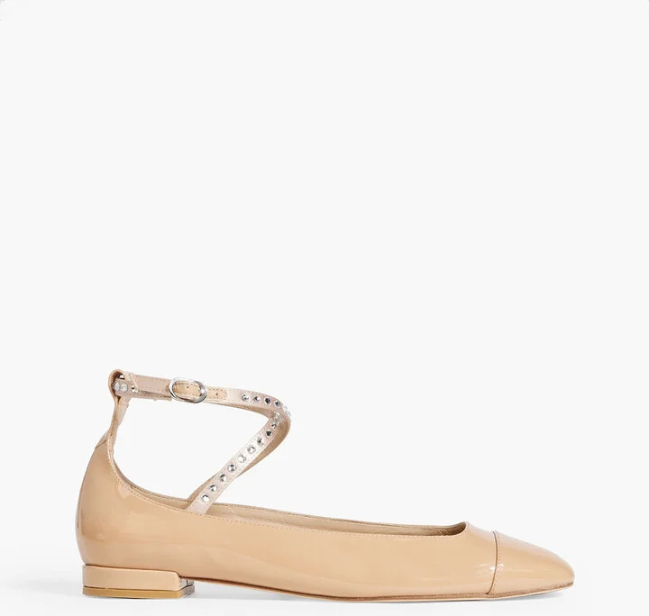 Eden crystal-embellished patent-leather ballet flats